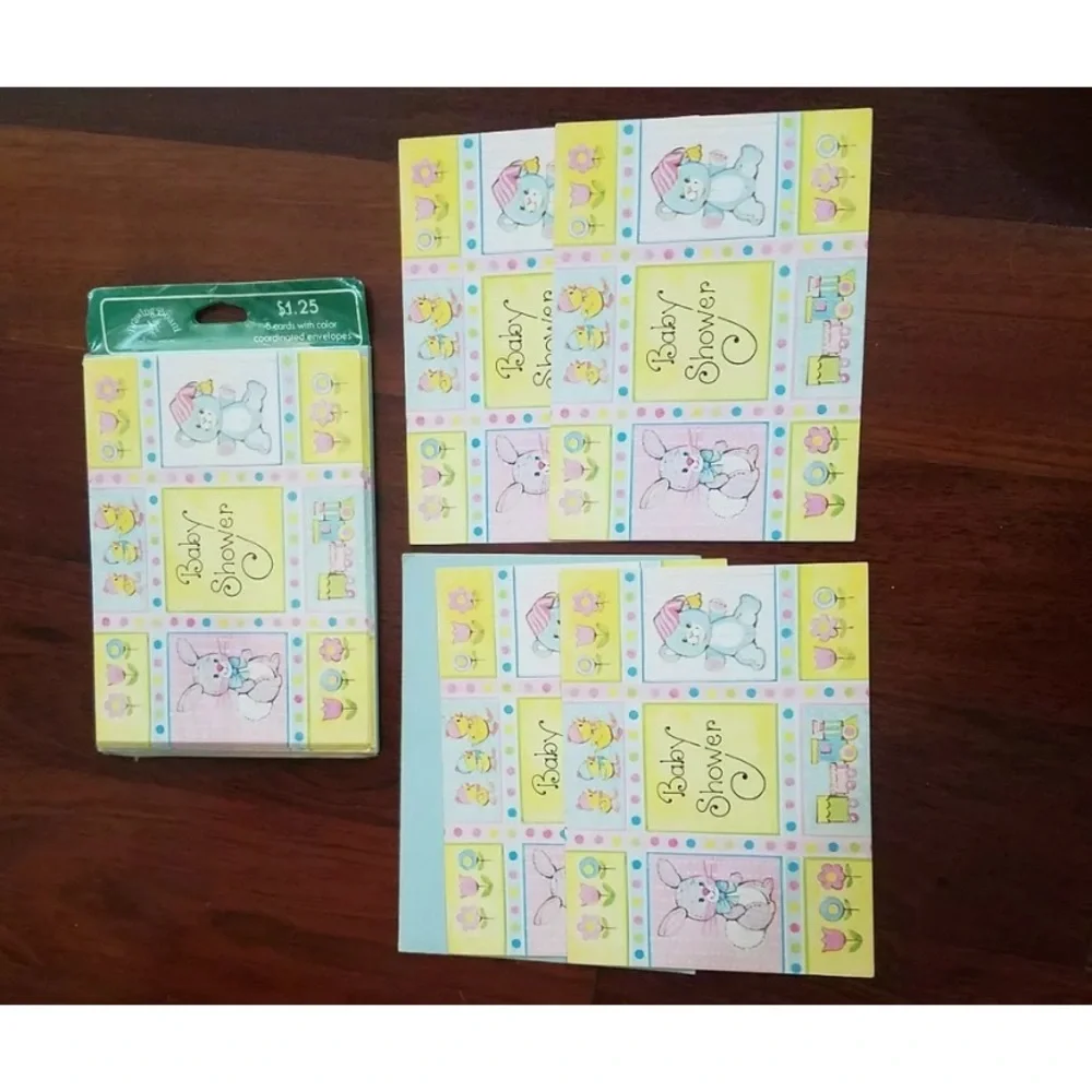 Vintage Baby Shower Invitations Bunny Bear Chicks Spring Boy Girl 8 New +4 Cute